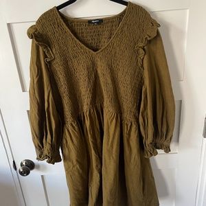 Madewell Flannel Lucie V-Neck Smocked Mini Dress Size XXL